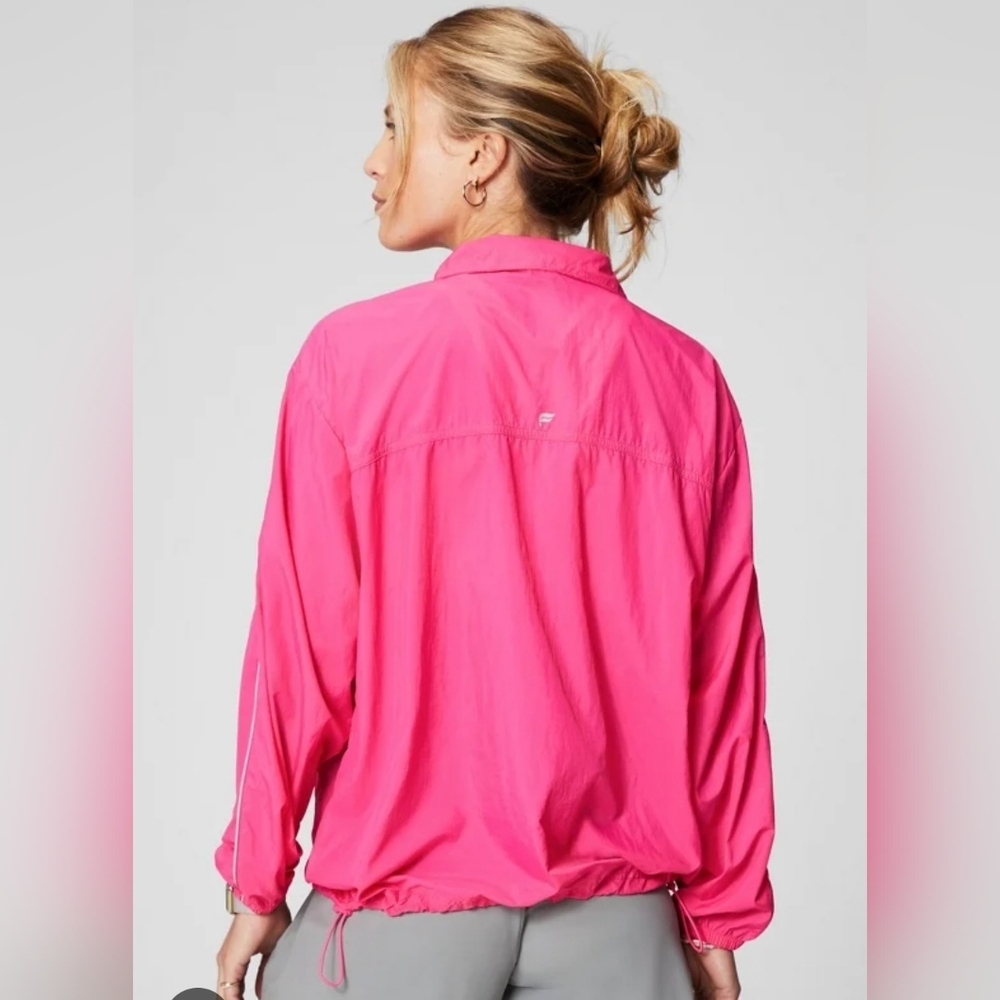 Hot Pink Windbreaker Jacket Athleisure Model Off Duty Y2K Sporty Chic Oversized - Picture 2 of 11